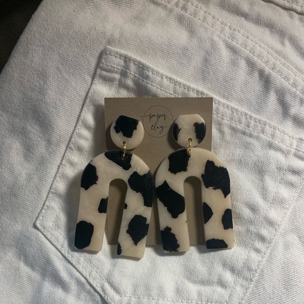 Paper Clay Polymer Arch Earrings